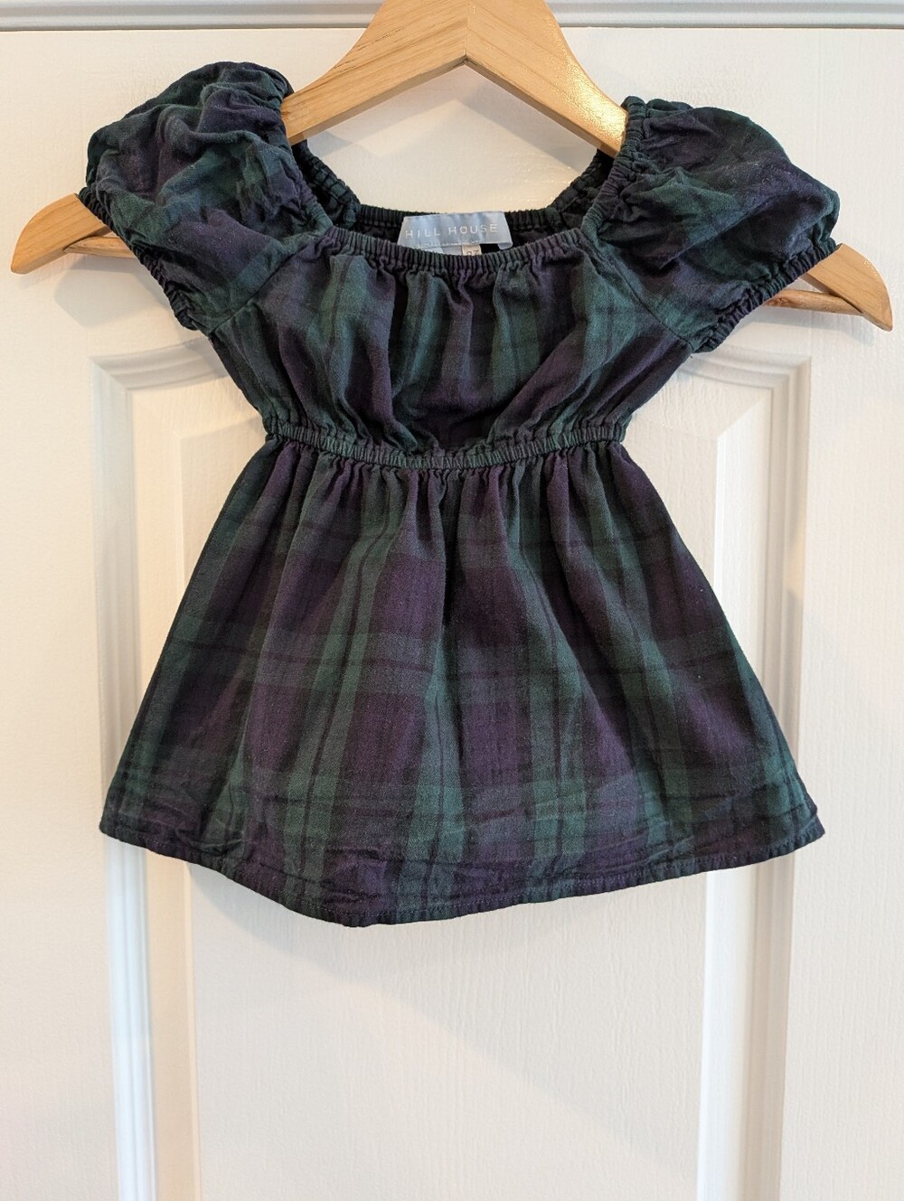 Hill House Home Tiny Sienna Dress Tartan Plaid Cotton Navy Green Girls Size 2T